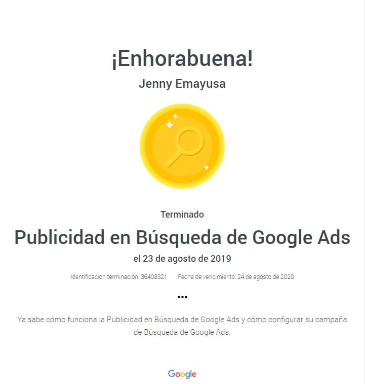 Certificación Publicidad en Búsqueda de Google Ads Bogotá Colombia