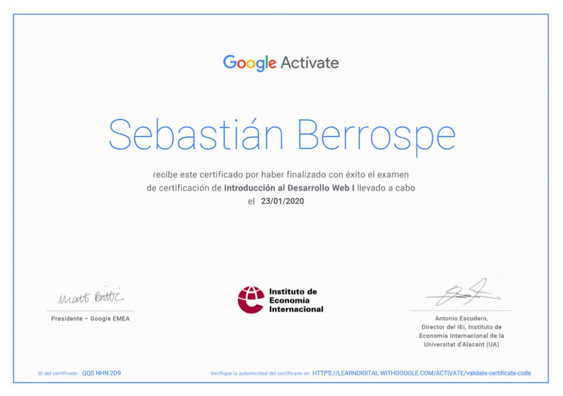 Certificación Desarrollo Web 1 Bogotá Colombia